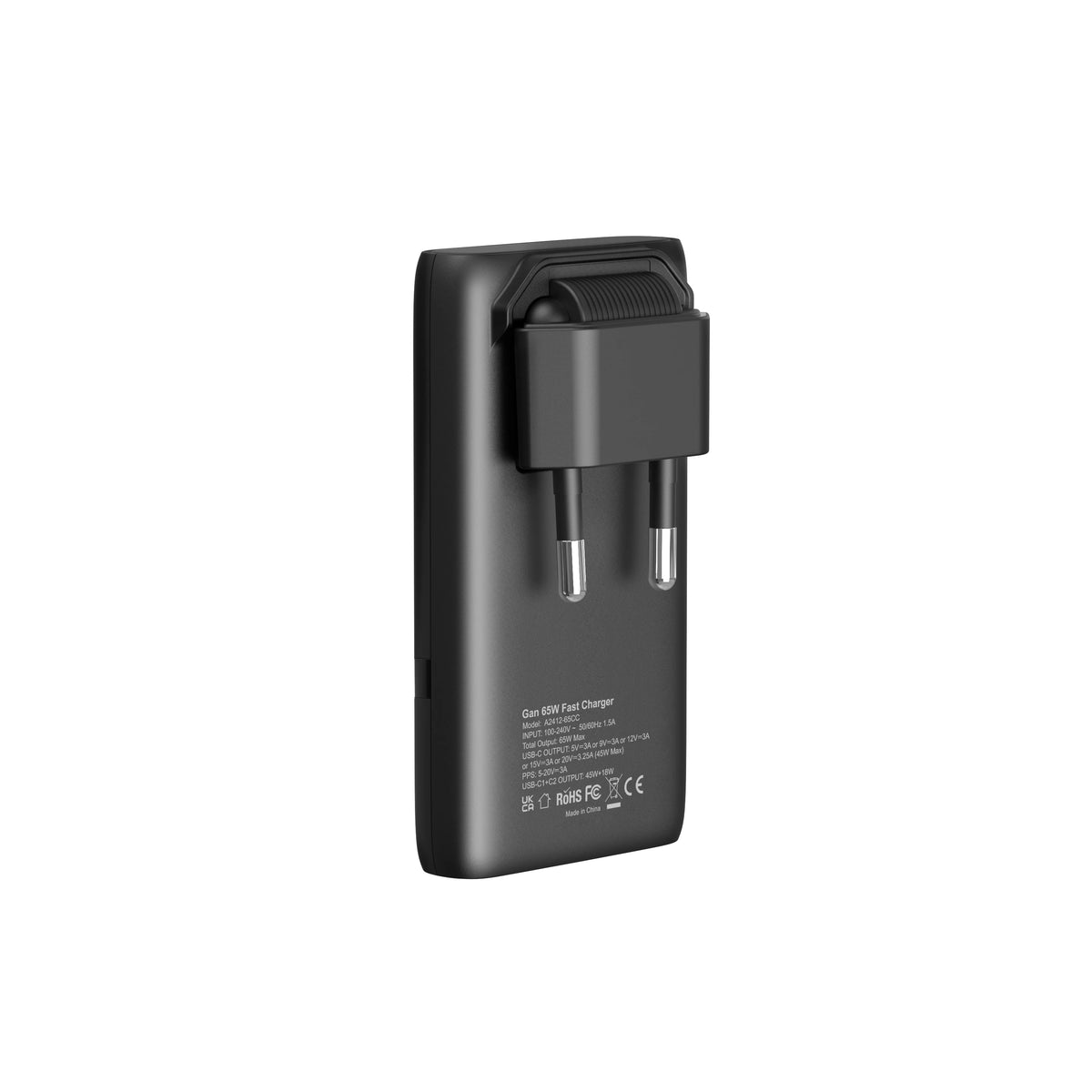65W GaN USB C Ladegerät, flaches Schnellladegerät mit zwei Anschlüssen