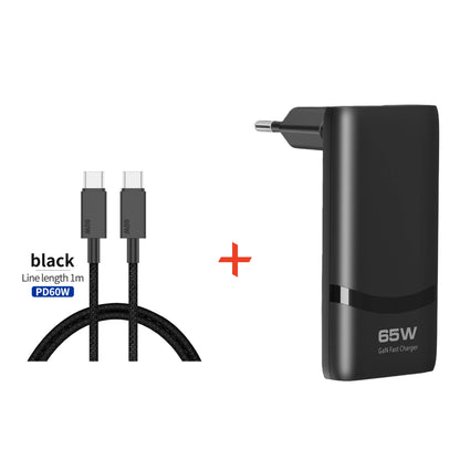 65W GaN USB C Ladegerät, flaches Schnellladegerät mit zwei Anschlüssen