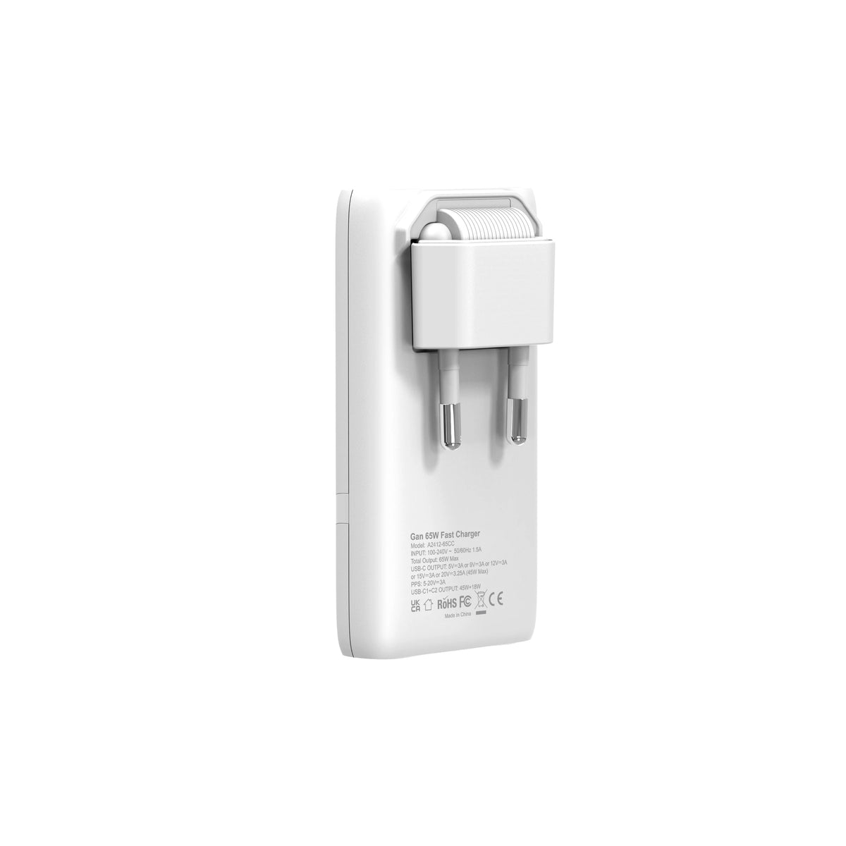 65W GaN USB C Ladegerät, flaches Schnellladegerät mit zwei Anschlüssen