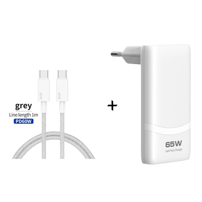 65W GaN USB C Ladegerät, flaches Schnellladegerät mit zwei Anschlüssen