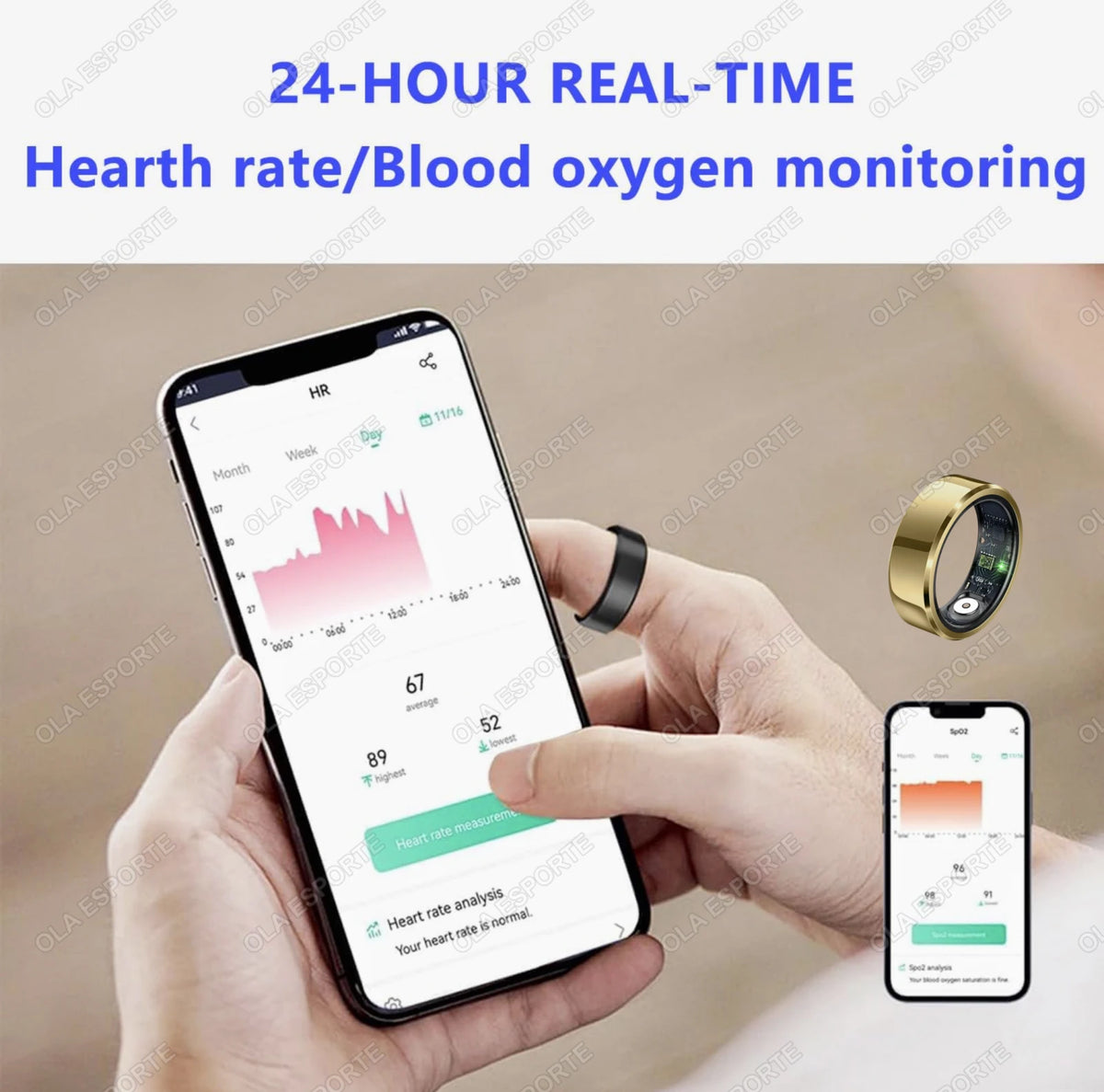 Smart Ring Blutdruck, Herzfrequenz und Schlafüberwachung